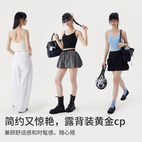 半练圆V领交叉美背吊带免穿文胸带胸垫背心遮副乳显瘦显锁骨