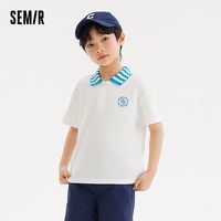 森马 Semir儿童短袖T恤半开襟时尚校园风休闲装夏季男童装上衣
