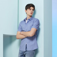 雅戈尔 短袖衬衫男格纹免烫衬衫纯棉面料抗皱平整易打理挺括有型