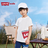 李维斯 Levi's 童装男童纯棉短袖T恤夏新款腰果花蝙蝠标logo上衣 明亮白 130 /64