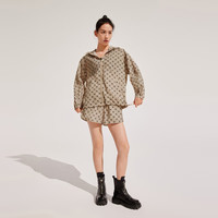 波司登（BOSIDENG）奥莱防晒衣女时尚潮流老花连帽防紫外线UPF80+外套 米底字母9384 XS 155/80A