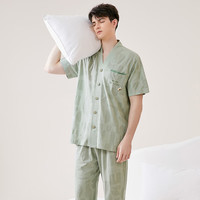 芬腾睡衣男2025年夏季纯棉V领短袖薄款家居服睡衣男套装