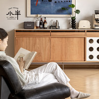 小半家具实木餐边柜靠墙一体洞石岩板中古风边柜樱桃木家用客厅储物柜 时光餐边柜(1.8m整柜)