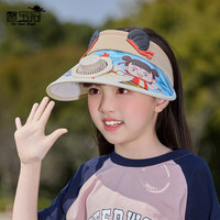 FOURDATRY夏季儿童防晒帽卡通可爱大檐风扇帽 1187-光板款宝蓝