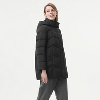 坦博尔羽绒服女中老年大码可脱卸帽保暖款外套TBF510560D 黑色 3XL (185)