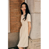 秋水伊人时尚翻领衬衫式连衣裙夏季新款女收腰X版显瘦裙子
