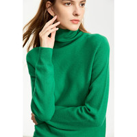 AMII2024冬极简纯色美丽诺绵羊毛高领无缝成型柔软毛衣女 正绿 160/84A/M