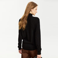 AMII2024冬极简纯色美丽诺绵羊毛高领无缝成型柔软毛衣女 黑色 165/88A/L