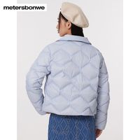 美特斯邦威短款羽绒服女士冬季氛围感甜美翻领小香风时尚保暖外套