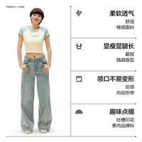  Bananain/蕉内 棉感拼色印花 女士短袖T恤