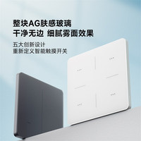 领普科技触控智能开关QT 接入米家APP超薄AG玻璃触控按键震动 零火四键灰