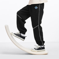 迪士尼（Disney）童装男童针织运动长裤2025年春秋装儿童户外休闲帅气裤子 碳黑 140