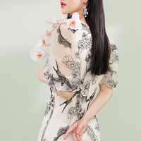 秋水伊人优雅V领A版连衣裙夏季新款女装甜美可爱小个子裙子