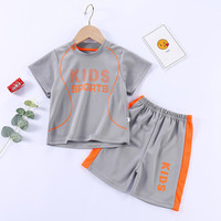 贝婴初儿童短袖球服套装男女童运动服速干T恤短裤中大童宝宝童装 灰色 KIDS 150