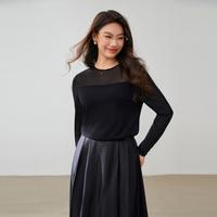 【云感网纱百搭显瘦打底针织衫】大码女装胖mm春秋款