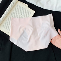 PEANOJEAN一片式无痕冰丝包臀内裤女超薄夏季三角短裤裸感透气面膜裤K387 粉色 XL /100-125斤