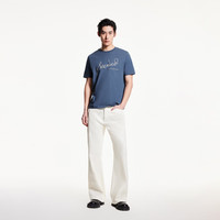 杰克·琼斯（JACK&JONES）男装短袖t恤男夏季新款潮流100%纯棉休闲半袖T恤男士刺绣纯色短袖