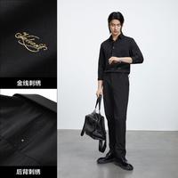 太平鸟 男装夏季款长袖修身男士休闲时尚上衣男式衬衫
