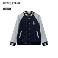 Teenie Weenie Kids小熊童装25年新款男童学院风插肩袖棒球领卫衣