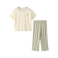 棉花堂(cottontown)【抗菌+速干】棉花堂儿童家居服套装夏季宝宝睡衣女童男童空调服 绿色 110
