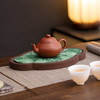 梵陶阁木制茶盘干泡盘精品茶台小壶承茶壶养壶垫复古托盘日式功夫茶盘 繁花锦簇花瓣壶承