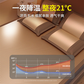 名创优品（MINISO）冰藤冰丝席凉席 空调席三件套可折叠席子 宿舍家用双人床1.8x2米