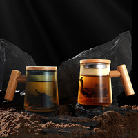 全格茶水分离马克杯 400ml高硼硅玻璃MK201高透白玻（送杯垫）