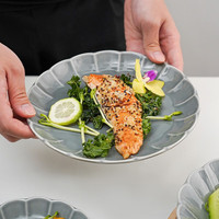 美浓烧(Mino Yaki)日本进口色釉窑变盘子 菜盘 家用早西餐陶瓷餐盘高级感