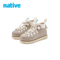 Native秋冬虚实幻境欧包靴马丁靴户外亲子徒步休闲鞋时尚潮酷 灰粉&白色&白色（儿童） 27