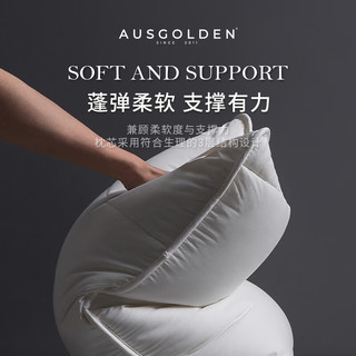 AUSGOLDEN澳洲亲肤羊毛胖枕A类抗菌五星级酒店枕头睡眠记忆枕头 香金 胖枕一对