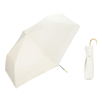 Wpc.小巧轻量防晒伞遮光遮热晴雨两用防晒伞折叠便携遮阳伞弯钩太阳伞 黑胶桃心镂空款 米白801-17464