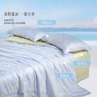 百丽丝水星家纺出品夏被四件套兰精天丝纤维清凉床单被套枕套被子夏季 天丝夏被四件套