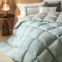 罗莱生活 LUOLAI 家纺鹅绒被95%鹅绒冬被高蓬保暖羽绒被子 95鹅绒-星河 绿色 1.5米床/200*230cm 冬被(适宜室内温度0-10°C)