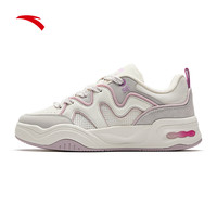 安踏奶油包板鞋面包鞋女鞋厚底增高小白鞋休闲鞋运动鞋商场122528036 象牙白/积云灰/淡柔粉-1 37.5 (女6.5)