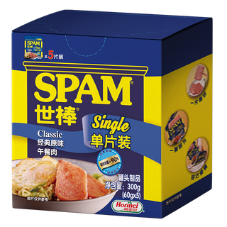 荷美尔（Hormel）世棒SPAM午餐肉罐头方便面搭档即食速食早餐火锅搭档烧烤香锅食材 经典原味60g*5包