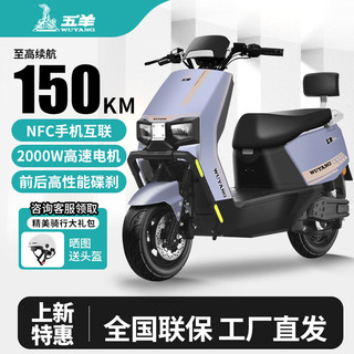 五羊电动摩托车2000W高速大功率电动车男女俩轮代步电动摩托车 科技灰/千瓦高功率电机/前后双碟 72V22A黑金石墨烯电池