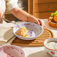 舍里三丽鸥陶瓷餐具卡通儿童米饭碗菜盘餐盘特别好看的碗个人 8英寸盘-白色凯蒂猫