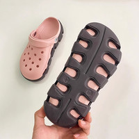 向往的生活洞洞鞋女男夏季外穿防滑拖鞋沙滩2025明星同款 黑白 48/49