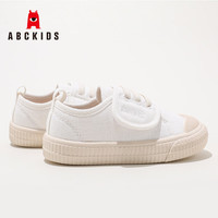 ABC KIDS儿童学步鞋2025春季幼儿园春夏轻便舒适男女童帆布板鞋 白色 24 码内长14.8CM/脚长14.3CM