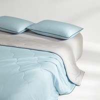 铭都家居MIDO HOUSE铭都双面凉感被夏凉被可机洗凉皮被空调被夏委凉威被子单双 碧水蓝配浅霜灰【双面沁凉】 1.8m床笠四件套（夏被220*240）