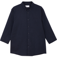 杰克·琼斯(JACK&JONES)男装衣服春秋款男士衬衫翻领百搭纽扣刺绣上衣棉麻七分袖衬衫男款
