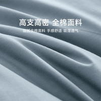 梦百合40支全棉床上用品四件套 极简风格被单床套四件套 湖兰+梧桐灰 2米床【适配被套220x240cm】