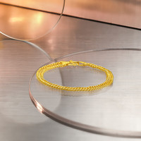 周六福黄金手链男古巴链足金999手链计价A0711742 约9.79g 18cm