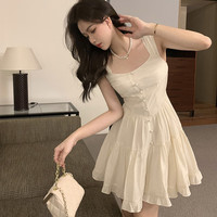 FOURDATRY 法式初恋吊带连衣裙收腰设计感小个子甜辣仙女