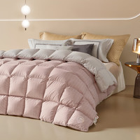 罗莱生活 LUOLAI 家纺鹅绒被95%鹅绒冬被高蓬保暖羽绒被子 95鹅绒-星河 粉色 1.5米床/200*230cm 冬被(适宜室内温度0-10°C)