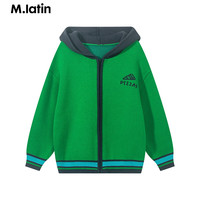 M.Latin/马拉丁童装儿童外套23冬女大童撞色间条学院风连帽毛衣外套 翠绿 150 cm 150cm
