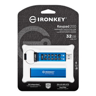 金士顿（Kingston）32GB U盘 IKKP200 256位AES硬件数字加密 金属外壳 读速145MB/s 一年只换不修