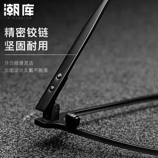  潮库 防蓝光 近视眼镜框 1.74防蓝光镜片  配1.74防蓝光0-1200度 30020-黑银