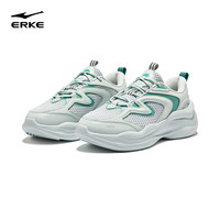 鸿星尔克男鞋夏季透气简约运动鞋软弹厚底老爹鞋舒适男子休闲鞋子风旋 浅灰绿/黛绿色 44