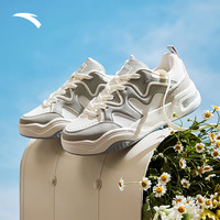 安踏奶油包板鞋面包鞋女鞋厚底增高小白鞋休闲鞋运动鞋商场122528036 象牙白/淡青灰-4 37.5 (女6.5)